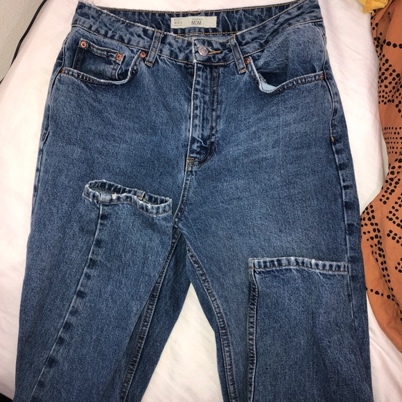 Topshop dark blue denim high waisted mom jeans - Picture 1 of 5